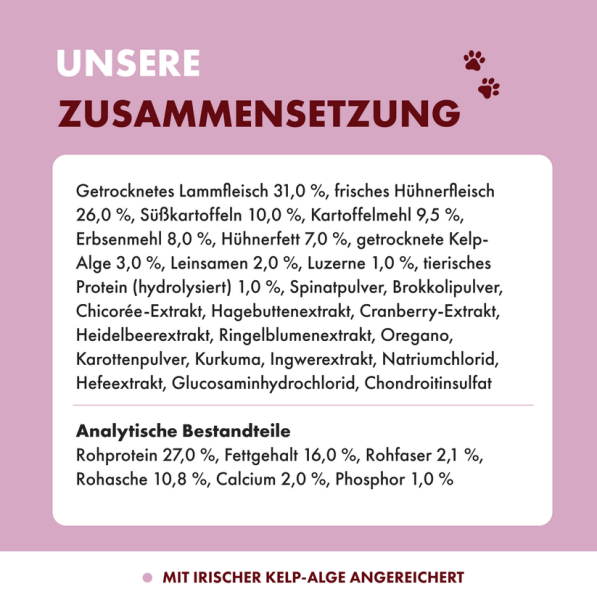 Irisches Weidelamm & Freiland-Huhn mit Gemüse & Kelp-Alge , Adult